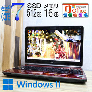 ★美品 YAMAHA♪最上級4コアi7！新品SSD512GB メモリ16GB★LL750/F Core i7-2670QM Win11 MS Office2019 Home&Business ノートPC★P72119