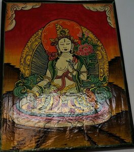 チベット仏画木製手描き絵釈迦絵画・美術品 真筆 チベット仏教 神社 仏閣 宗教Buddhaブッタ仏密教ネパールツァクリTsakli癒し瞑想骨董5