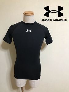 【美品】 UNDER ARMOUR HG COMPRESSION アンダーアーマー ヒートギア コンプレッション トップス インナー サイズMD 半袖 黒 MCM3749