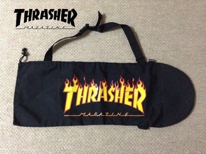 ★中古★スラッシャー スケボー ショルダーバッグ ケース プリントロゴ 黒 ブラック スケートボード THRASHER