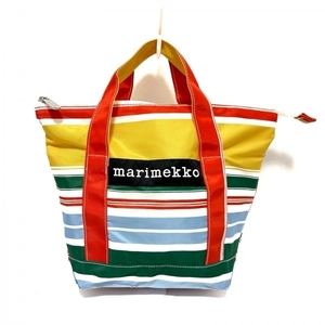 マリメッコ marimekko ハンドバッグ Paraati(パラーティ) レッド×イエロー×マルチ ボーダー バッグ