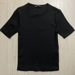 ZARA 黒 リブTシャツ Mサイズ