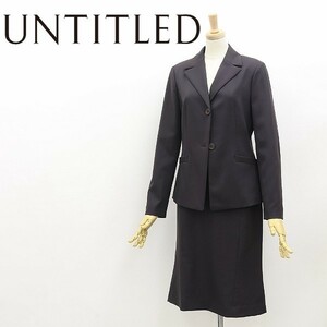 ◆UNTITLED アンタイトル 2釦 ジャケット＆ベルト付 スカート スーツ セットアップ ダークブラウン 9