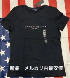 新品タグ付き　トミーヒルフィガー紺色Tシャツ　海外サイズのXS