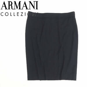 国内正規品◆ARMANI COLLEZIONI アルマーニ コレッツォーニ シルク混 ライト スカート ブラック 46 大きいサイズ