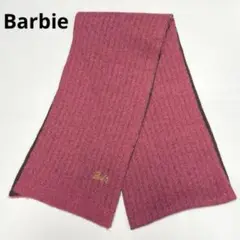 Barbie バービー マフラー 黒 銀 ストライプ ラメ 伸縮性 ピンク