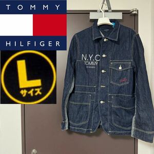 トミーヒルフィガー TOMMY HILFIGER Lサイズ ロゴ刺繍 メンズ L ブルゾン デニムジャケット トミー デニム インディゴ デニムカバーオール