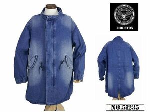 【送料無料 30%OFF】HOUSTON デニム M-65パーカー モッズコート フィッシュテール　NO.51235 VINTAGE WASH_Sサイズ(日本のL～XL相当)