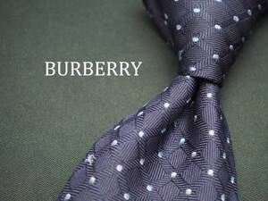 美品【BURBERRY バーバリー】 C1910 ネイビー ロゴ SILK ブランド ネクタイ 古着 良品