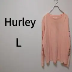 【Hurley】ハーレー(L)袖プリントロングTシャツ＊カジュアル＊ピンク