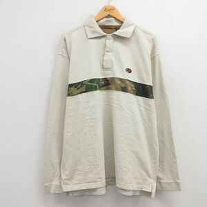 XL/古着 長袖 ラガー シャツ メンズ モッシーオーク コットン 薄ベージュ他 カーキ 24jun10 中古 トップス