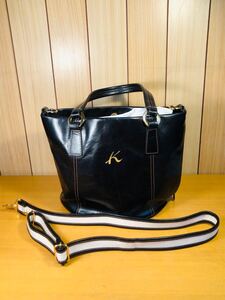 ◯KITAMURA キタムラ レザー ハンドバッグ ブラック ショルダーバッグ 2WAY バッグ 黒 ショルダー 女性用 おしゃれ 保護紙入 状態良