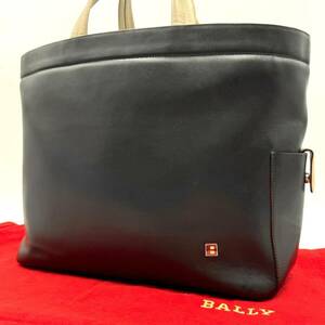 1円【極美品】BALLY バリー メンズ トートバッグ A4収納 書類 鞄 ハンド ビジネス Bロゴ カーフ レザー 本革 ダークブラウン ベージュ