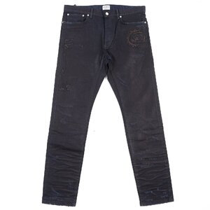 未使用品△DIOR CACTUS JACK ディオール オム カクタスジャック 193DS10E299X Slimfit Jeans ロゴレザーパッチ デニムパンツ 32 正規品