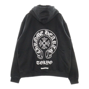 CHROME HEARTS クロムハーツ SWTSHRT PLVR 東京限定ホースシューバックプリント プルオーバーパーカー ブラック/ホワイト