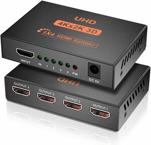 HDMI 分配器 1入力4出力 HDMIスプリッター 4画面 同時出力 金属製本体 放熱が速く 耐久性がある HDMIセレクター 4K 