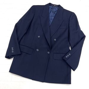 1623◎ 日本製 DAKS ダックス トップス ウール テーラード ジャケット ダブル カジュアル 無地 ネイビー レディース11AR