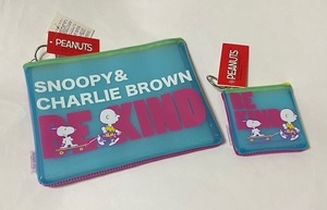 ピーナッツ PEANUTS スヌーピー SNOOPY カラー ポーチ + コインケース 展示未使用品