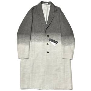 定価11万 ATTACHMENT W/Ca/He JACQUARD CLOTH SINGLE BREASTED COAT 3 タグ付試着のみ グラデーションチェスターコート アタッチメント