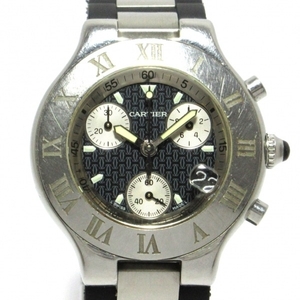 Cartier(カルティエ) 腕時計 マスト21クロノスカフLM W10125U2 メンズ SS/ラバーベルト/クロノグラフ 黒