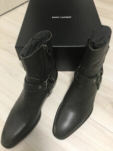 19.8万新品未使用 Saint Laurent Paris stone washed Wyatt Harness Boots ワイアットハーネスブーツ 40