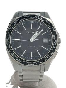 CITIZEN◆ソーラー腕時計/アナログ/ステンレス/BLK/SLV/SS/H148-T017509