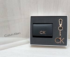 calvin klein/カルバンクライン/二つ折り財布/22FW/トライフォールドウォレット＆キーフォブ/ブラック