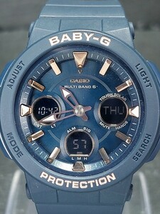 美品 CASIO カシオ Baby-G ベビージー マルチバンド6 BGA-2510-2A デジアナ ソーラー 腕時計 ブルー ステンレス ラバーベルト 動作確認済み