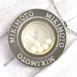 Y.Op 1円スタート MIKIMOTO ミキモト 腕時計 ペンダントウォッチ ネックレス クォーツ パール チェーンSV925 保存袋付き 不動品