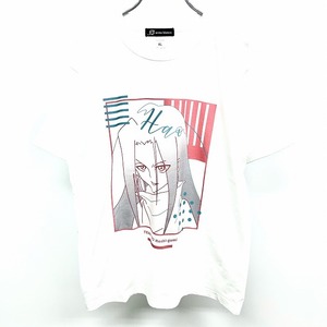 【新品/訳アリ】arma bianca Tシャツ TVアニメ SHAMAN KING シャーマンキング Hao ハオ lette-graph 丸首 半袖 綿100% XL 白 レディース