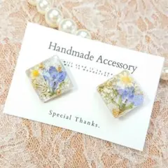 #3544/ハンドメイド♡押し花ドライフラワーレジンピアス