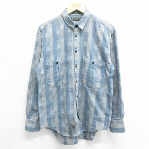 L/古着 リーバイス Levis 長袖 ブランド シャツ メンズ 90s コットン 紺他 ネイビー 24may07 中古 トップス