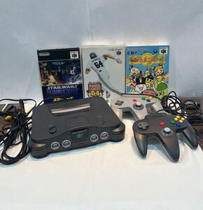 T【動作未確認】 Nintendo64 ニンテンドー64本体 パワーリーグ64 スターウォーズ帝国の影 みんなでたまごっちワールド ゲームソフト3点