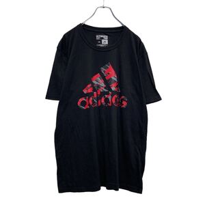 adidas 半袖 プリント Tシャツ L ブラック レッド グレー アディダス スポーツ 古着卸 アメリカ仕入 a506-6825