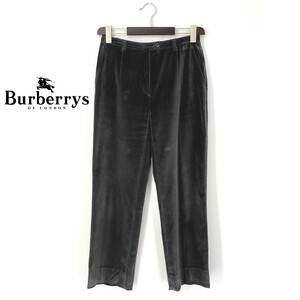 A7288/美品 春夏 BURBERRY バーバリー 光沢 ベロア ベルベット テーパード スラックス カジュアルパンツ トラウザーズM程 I42黒/レディース