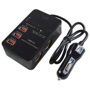 12Ｖ/24V 120Ｗ 電流電圧表示 ＵＳＢ3ポート 2連 シガーソケット 5V 2.1A スマホ 充電 iPhone USBポート シガソケ シガーソケット