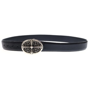 CHROME HEARTS クロムハーツ OVAL CROSS1.5 1.5クラシックオーバルクロス レザーベルト ブラック/シルバー