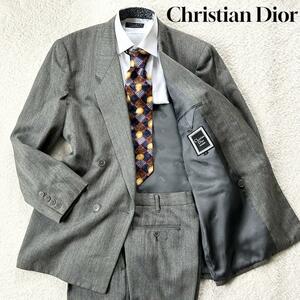 1円～美品 Christian Dior クリスチャンディオール スーツ セットアップ ダブル グレー ウール100% サイズL メンズ