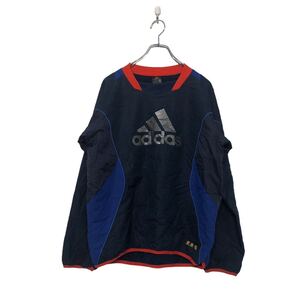 adidas ナイロン ジャケット L アディダス ネイビー ブルー レッド プルオーバー バックプリント ピステ 古着卸 アメリカ仕入 a603-6250