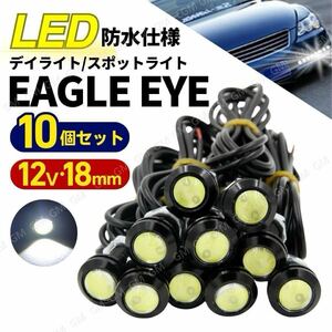 イーグルアイ ホークアイ LED 10個 セット 12v 高輝度 ミニ 超小型 ホワイト 白 ボルト 配線付 埋め込み COB スポットライト デイライト