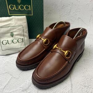 【箱付き】GUCCI グッチ ホースビット チャッカブーツ ゴールド金具 ブラウン 茶 高級 22.5~23cm シンボル アイコニック オールシーズン