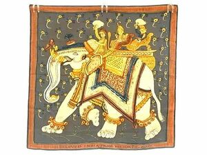 1円 ■美品■ HERMES エルメス BELOVED INDIA【深いインドの愛】カレ90 シルク100% 大判 スカーフ ストール グレー系 FB0804