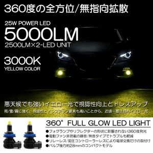 40系 前期/中期 レクサス LS460/LS600h LED フォグランプ HB4 25W 6000ルーメン 360度全方向拡散 3000K/イエロー/黄色 車検対応