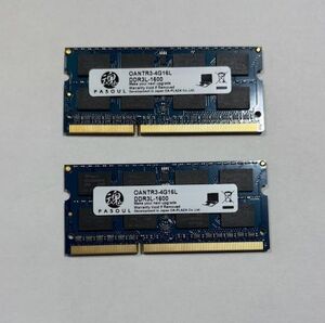 【修理部品 パーツ】 ノートパソコン用メモリ PASOUL製 DDR3L-1600 PC3-12800S 8GB(4GB×2枚） 中古品