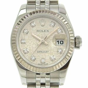 【本物保証】 新品同様 ロレックス ROLEX デイトジャスト 179174G V番(2008/2010年頃) コンピュータ/ホリコン文字盤 10Pダイヤ SS K18WG