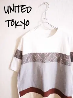 D221672 UNITED TOKYO チェック柄 切替半袖Tシャツ