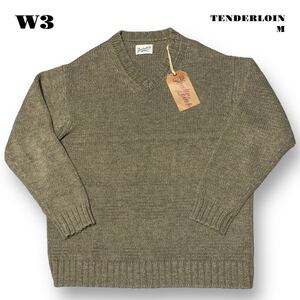 ★年末セール中！ TENDERLOIN テンダーロイン V NECK COTTON KNIT ブイ ネック コットン ニット セーター オリーブ グリーン 深緑 M 秋冬