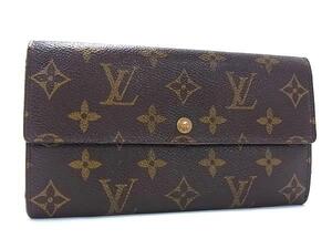 1円 LOUIS VUITTON ルイヴィトン M61725 モノグラム ポシェット ポルトモネ クレディ 二つ折り 長財布 ウォレット ブラウン系 FE6992