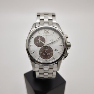 ハミルトン ジャズマスター クロノ クォーツ H32612151 ホワイト×ブラウン HAMILTON Chrono Quartz クロノグラフ 純正箱付き W0217