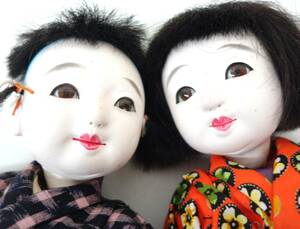 伝統工芸　工芸美術　時代 ＊古い市松人形　日本人形　 　童子人形　赤子人形　Japanese Doll ＊男女ペア　兄弟　 ＊古物　古美術　骨董　